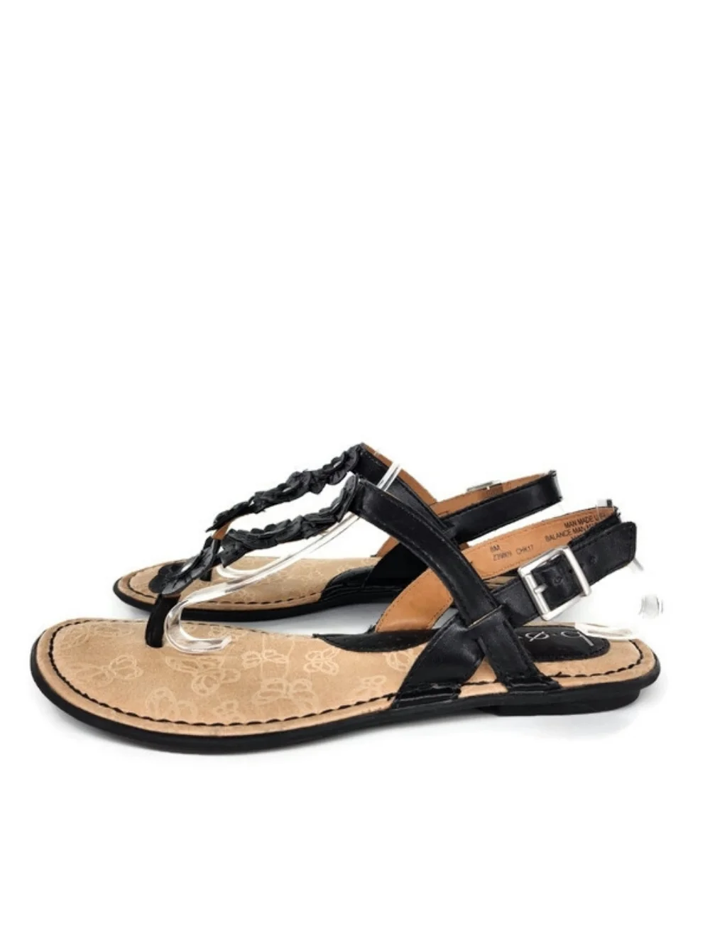 b.o.c. Born Almira Black Floral & Stud T-Strap Toe-Post Sling-Back Flat Sandals
